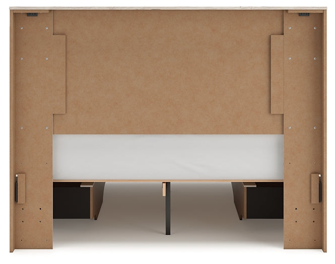 Queen Panel Bed with Mirrored Dresser and Chest