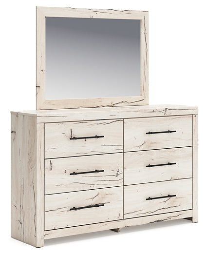 Queen Panel Headboard with Mirrored Dresser and Chest
