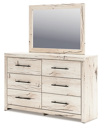 Queen Panel Headboard with Mirrored Dresser and Chest