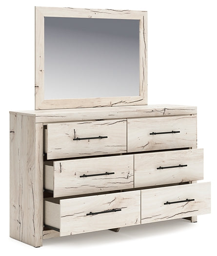 Queen Panel Headboard with Mirrored Dresser, Chest and Nightstand