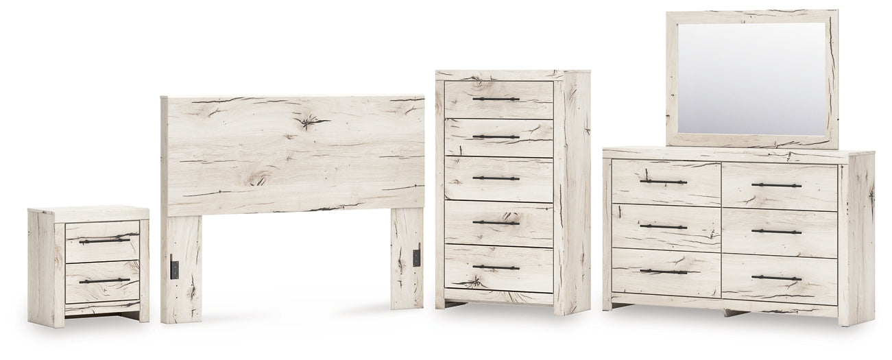 Queen Panel Headboard with Mirrored Dresser, Chest and Nightstand
