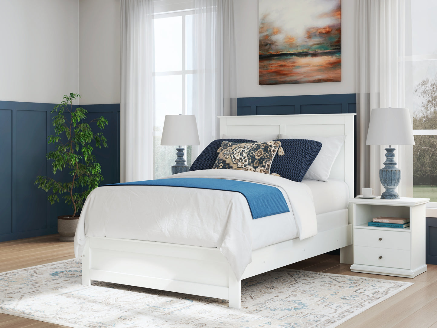 Bostwick Shoals Full Panel Bed with Mirrored Dresser, Chest and Nightstand
