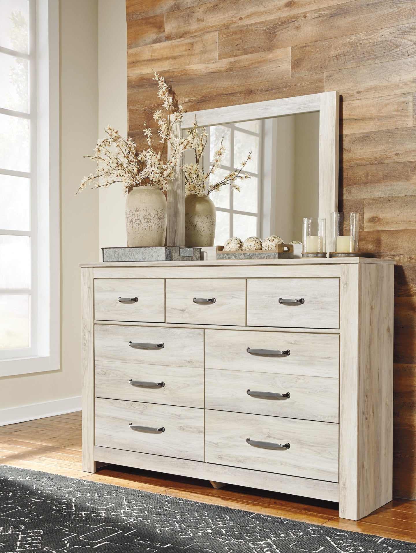 Bellaby Platform Bed With 2 Storage Drawers With Mirrored Dresser