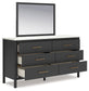 Cadmori Queen Upholstered Panel Bed with Mirrored Dresser