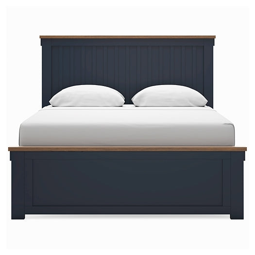 Landocken Queen Panel Bed with Mirrored Dresser and Chest