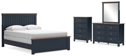 Landocken Queen Panel Bed with Mirrored Dresser and Chest