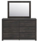 Hollivern Twin Panel Bed with Mirrored Dresser and Nightstand