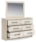 Queen Panel Bed with Mirrored Dresser and Chest