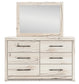 Queen Panel Headboard with Mirrored Dresser and Chest