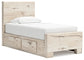 Twin Panel Bed with Mirrored Dresser, Chest and Nightstand