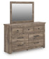 Rusticott California King Poster Bed with Mirrored Dresser