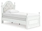 Kozlani Twin Upholstered Panel Bed, Dresser and Mirror