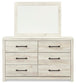 Cambeck King Panel Bed with Mirrored Dresser and Nightstand