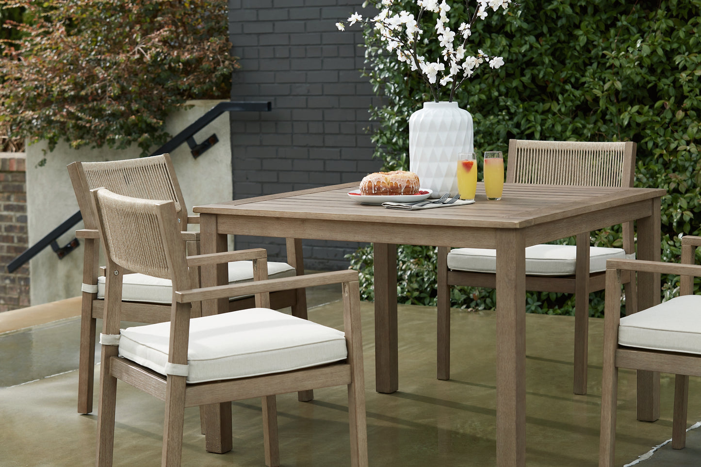 Ashley Express - Aria Plains Outdoor Dining Table and 4 Chairs