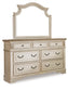 Realyn King Upholstered Panel Bed with Mirrored Dresser and Nightstand
