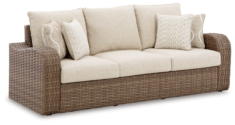 Sandy Bloom Sofa with Cushion