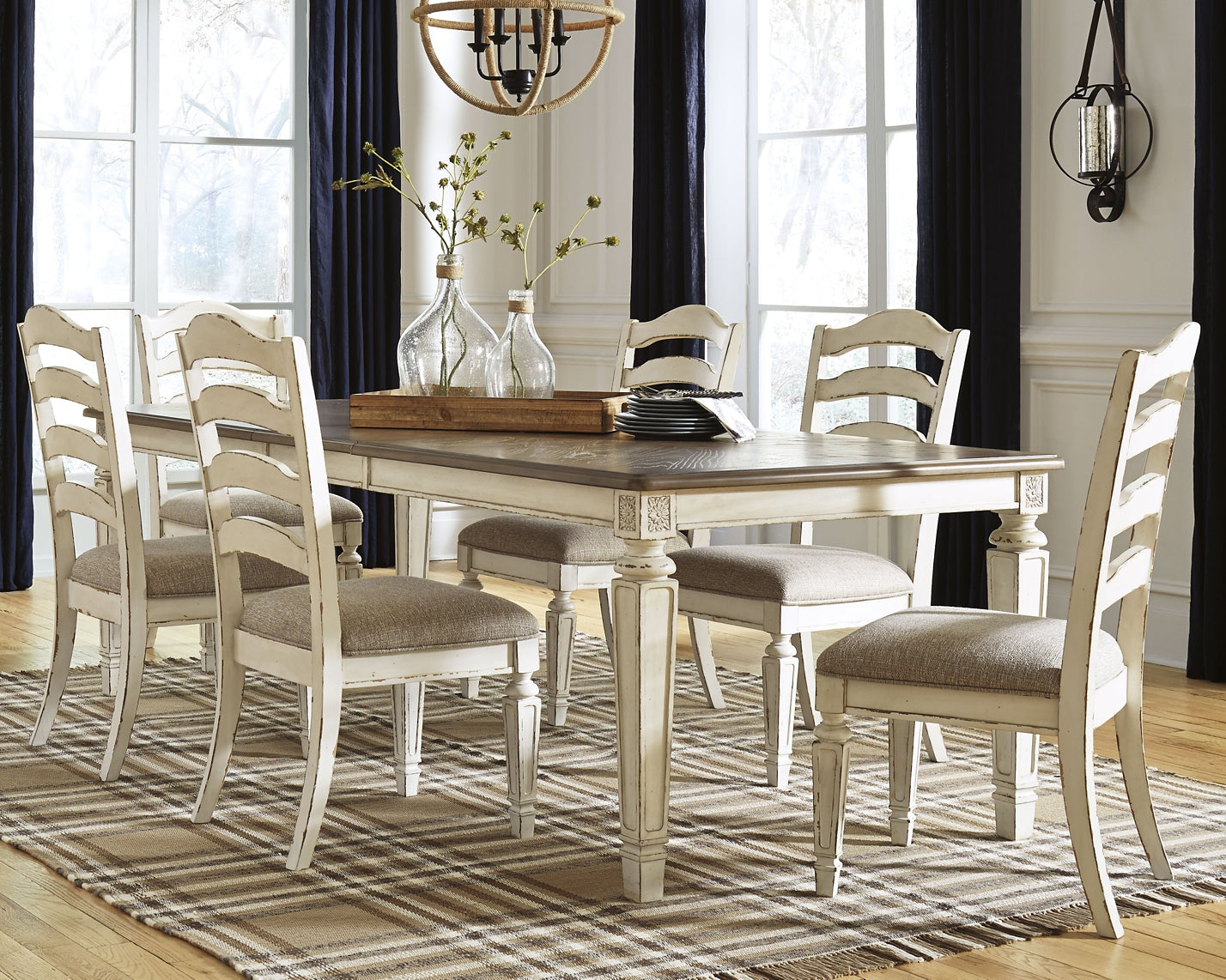 Realyn dining table online and 8 chairs set