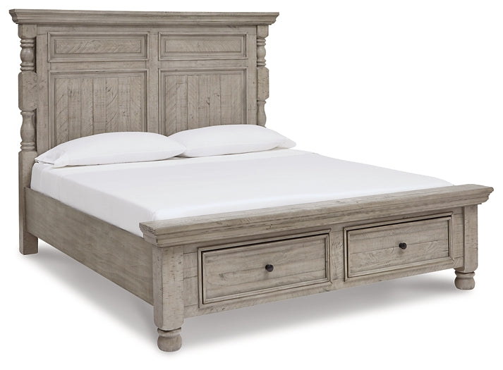 Harrastone Queen Panel Bed with Mirrored Dresser, Chest and Nightstand